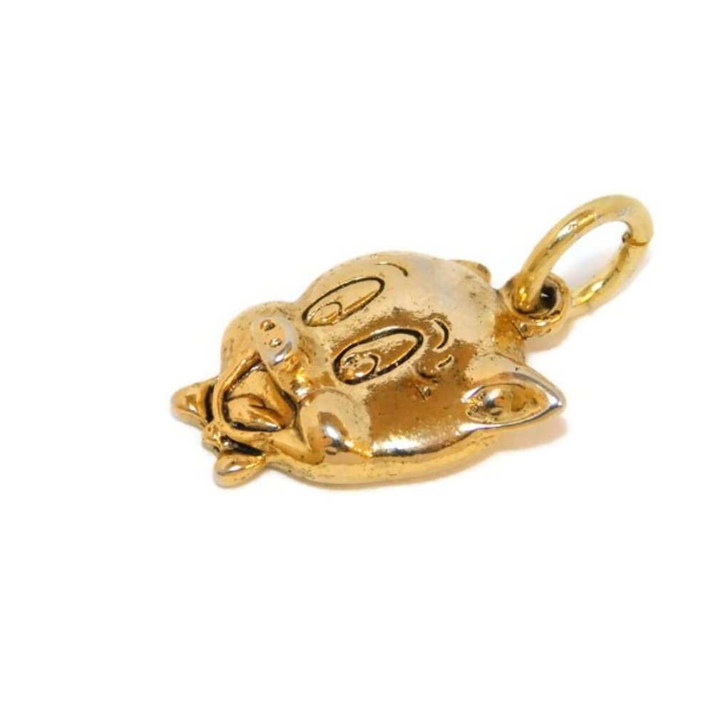 Porky Pig Pendant Charm 14k Yellow Gold - Picture 2 of 3